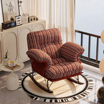 Load image into Gallery viewer, Modern Rocking Lounge Chair Striped Upholstery Accent Chair Curved Armrest Relax Chair