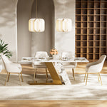 Load image into Gallery viewer, Elegant Marble Dining Table with Gold Accents