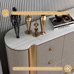 Load image into Gallery viewer, 58.5'' Modern Luxe Sideboard with 3 Drawers Khaki & Gold Elegance