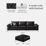 Load image into Gallery viewer, Modern Low Profile Black Leather Straight Sofa Minimalist Wide Arm 4 Seater Couch