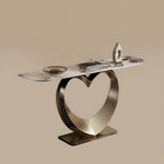 Load image into Gallery viewer, Elegant Heart-Shaped Base Console Table in Gold with Marble Top