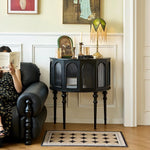 Load image into Gallery viewer, 31.2“ ”Solid Wood Curved Entryway Console Table with Glass Panel Doors