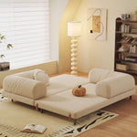Load image into Gallery viewer, Side view of convertible daybed sofa showing clean lines and soft corduroy fabric