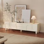 Load image into Gallery viewer, 78.7'' Modern Sculpted White TV Stand with Artistic Panel Design