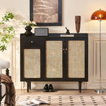 Load image into Gallery viewer, 43.3'' Modern Rattan Shoe Cabinet with Woven Doors and Storage Shelves