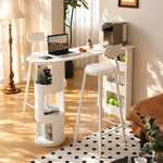 Load image into Gallery viewer, Multi Function White Sofa Side Bar Table with Layered Storage Space