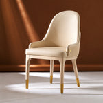 Load image into Gallery viewer, Modern Upholstered Dining Chair Set of 2 with Gold-Tipped Legs and Curved Armrests