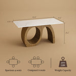 Load image into Gallery viewer, Modern Sculptural Dining Table with Marble-Effect Top & Artistic Wooden Base