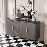 Load image into Gallery viewer, Modern Black Dining × Gray & Gold Sideboard Minimalist Luxury Dining Room Bundle