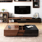 Load image into Gallery viewer, 78.7'' Modern Walnut & Black Extendable TV Console Adjustable Media Stand with Large Storage Capacity