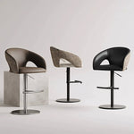 Load image into Gallery viewer, Modern Adjustable Swivel Bar Stool Faux Leather Seat Woven Back Counter Height Bar Chair with Metal Base 1 Piece