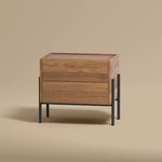 Load image into Gallery viewer, Modern Nightstand with Black Metal Legs Natural Wood Finish & Spacious Drawer