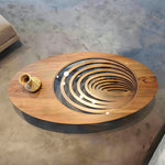 Load image into Gallery viewer, Modern Artistic Coffee Table with 3D Vortex Design and Tempered Glass Top
