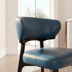 Load image into Gallery viewer, Ergonomic Curved Backrest Solid Wood Frame Faux Leather Dining Chair 1 Piece