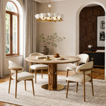 Load image into Gallery viewer, 31.49" Modern Round Dining & Meeting Table with Sculptural Wood Pedestal Base
