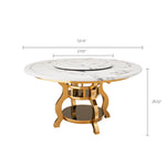 Load image into Gallery viewer, Vintage Marble Effect Dining Table With Royal Style Stainless Steel Base & Lazy Susa