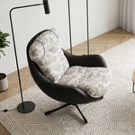 Load image into Gallery viewer, Printed Swivel Lounge Chair with Black Faux Leather Shell