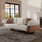 Load image into Gallery viewer, 110" Modern 4-Seater Leather Sofa Luxury Comfort with High-Density Foam Solid Wood Frame & Brushed Stainless-Steel Accents