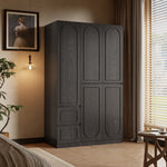 Load image into Gallery viewer, Modern Black Three-Door Wardrobe with Drawers Eco-Friendly Design & Elegant Storage