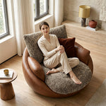 Load image into Gallery viewer, Modern Oversized Lounge Chair Faux Leather Upholstery Deep Seat Cozy Accent Chair
