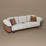 Load image into Gallery viewer, 110" Modern 4-Seater Leather Sofa Luxury Comfort with High-Density Foam Solid Wood Frame & Brushed Stainless-Steel Accents