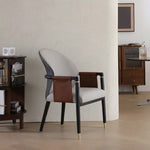 Load image into Gallery viewer, Modern Upholstered Dining Chair Set of 2 Curved Back Accent Chair with Faux Leather Armrests and Ash Wood Legs