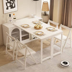 Load image into Gallery viewer, Multi-Functional Dining Table Rotating & Foldable Sideboard Sintered Stone Top Storage Cabinet with Fluted Glass Doors