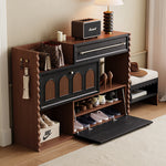 Load image into Gallery viewer, Extendable Shoe Cabinet Black & Walnut Modern Storage Organizer