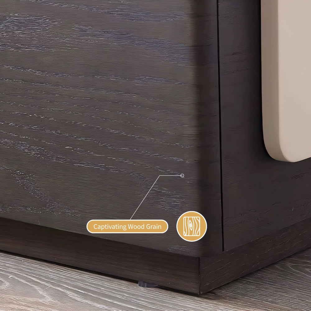 Black Nightstand Silent Rails Solid Wood Drawer