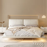 Load image into Gallery viewer, Modern Minimalist Platform Bed with LED Lighting Ultra-Fiber Leather Steel Frame