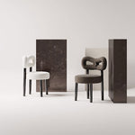 Load image into Gallery viewer, Modern Bouclé Dining Chair with Sculptural Open Backrest 1 Piece