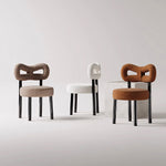 Load image into Gallery viewer, Modern Bouclé Dining Chair with Sculptural Open Backrest 1 Piece