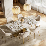 Load image into Gallery viewer, Elegant Marble Dining Table with Gold Accents