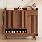 Load image into Gallery viewer, Shoe Cabinet Slatted Design Adjustable Shelves Modern Storage Organizer