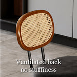 Load image into Gallery viewer, Modern Cane Woven Back Bar Stool PU Leather Seat Metal Frame Counter Height Bar Chair 1 Piece