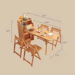 Load image into Gallery viewer, 69'' Rattan Dining Cabinet Table Set Foldable Storage Multi-Chair Design Solid Wood Finish