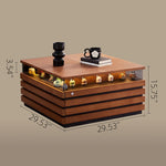 Load image into Gallery viewer, 29'' Square Walnut Coffee Table with Built-In LED Display Shelf