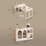 Load image into Gallery viewer, Multi-Functional Dining Table Rotating & Foldable Sideboard Sintered Stone Top Storage Cabinet with Fluted Glass Doors