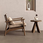 Load image into Gallery viewer, Indoor & Outdoor Solid Wood Lounge Chair with Handwoven Rope Backrest and Plush Cushions 1 Piece