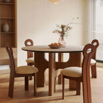 Load image into Gallery viewer, Modern Round Dining Table with Solid Wood Base and Ceramic Stone Top