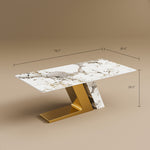 Load image into Gallery viewer, Elegant Marble Dining Table with Gold Accents