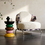 Load image into Gallery viewer, Modern Artistic Lounge Chair with Curved Back and Pattern Upholstered Accent Design