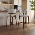 Load image into Gallery viewer, Modern Upholstered Bar Stool with Curved Backrest and Wood Frame 1 Piece
