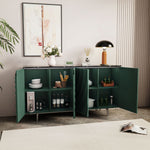 Load image into Gallery viewer, 62.4" Modern Ripple Design Green Sideboard with Black Stone Top