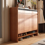 Load image into Gallery viewer, Modern Wood Shoe Cabinet with Doors Natural Entryway Storage Organizer with Open Shelf