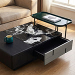 Load image into Gallery viewer, Modern Multifunctional Coffee Table with Lift Top Storage Black Marble Pattern Center Table with Hidden Compartments for Living Room