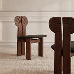 Load image into Gallery viewer, Modern Artistic Dining Chair Set of 2 Solid Wood Frame Upholstered Seat Carved Back Accent Chair