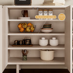 Load image into Gallery viewer, 3 Door Sideboard Modern Cabinet Matte White Finish Adjustable Shelves Irregular Veneer Solid Wood Legs