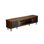 Load image into Gallery viewer, 78.7'' Retro Metal TV Cabinet Arched Grille Doors Walnut Finish Elevated Base