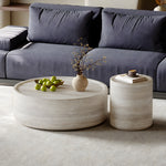 Load image into Gallery viewer, Modern Faux Travertine Round Coffee Table Set Minimalist Stone Texture Nesting Accent Tables
